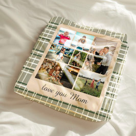 Neutrale Karierte Kinder Multiples Foto Monogramm Fleecedecke