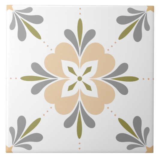 Neutrale Keramik der mediterranen Blume Fliese (Vorderseite)