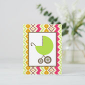 Neutrale Kinderdusche grüne Beförderung Einladung (Stehend Vorderseite)