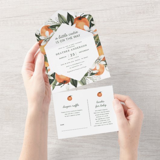 Neutrale kleine Süsse Babydusche All In One Einladung (Abreißen)