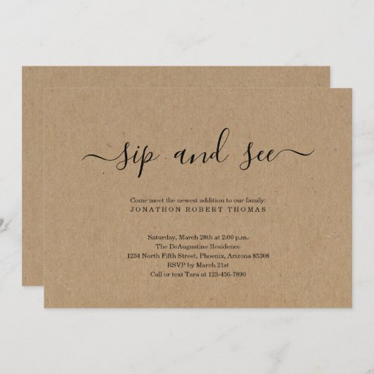 Neutrale Kraft-Papier-Sippe für Geschlecht Einladung (Vorne/Hinten)