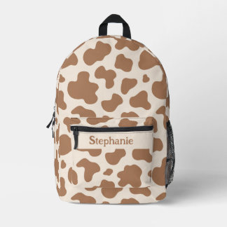 Neutrale Kuh-Druck Western-Erde Beige Braun Name Bedruckter Rucksack