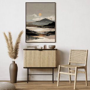 Neutrale Landschaft Abstrakt Minimaler Bergsee Leinwanddruck