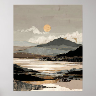 Neutrale Landschaft Abstrakt   Minimaler Bergsee Poster