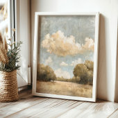 Neutrale Landschaft Ölgemälde Vintag wolkiger Himm Poster