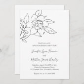 Neutrale Linie Art Floral Elegante Engagement Part Einladung (Vorne/Hinten)