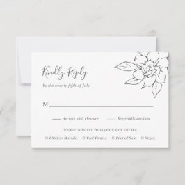Neutrale Linie Art Floral Elegante Hochzeit RSVP Karte