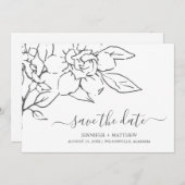 Neutrale Linie Art Floral Elegante Hochzeit Save The Date (Vorne/Hinten)