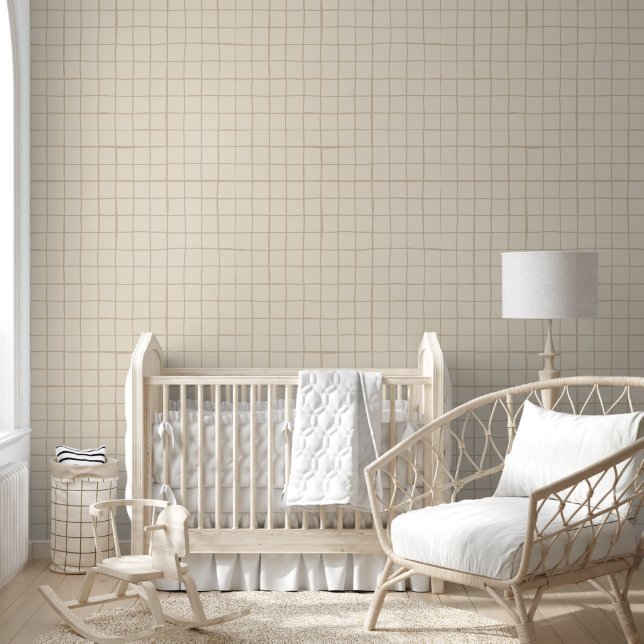 Neutrale Linien Beige Tapete (Kinder)