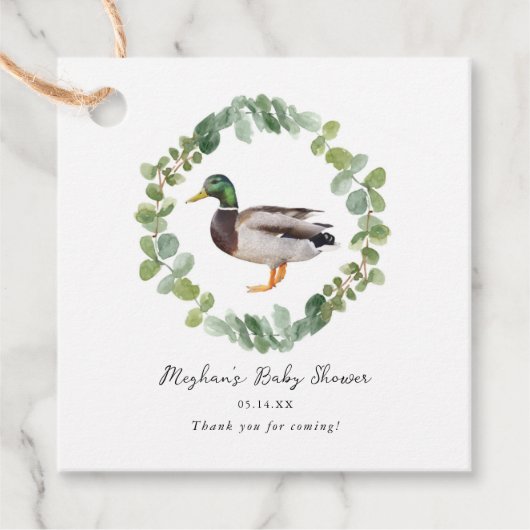 Neutrale Mallard Duck Baby Shower Geschenkanhänger (Vorderseite)