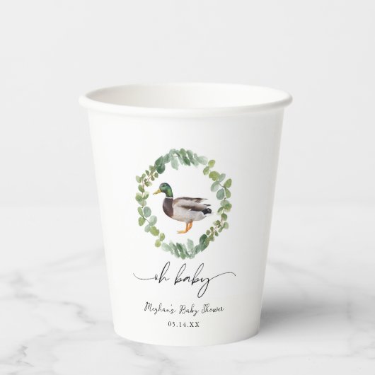 Neutrale Mallard Duck Baby Shower Pappbecher (Vorderseite)