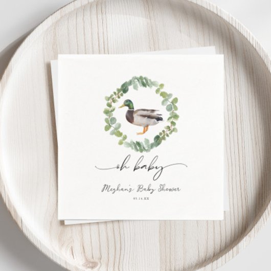 Neutrale Mallard Duck Baby Shower Serviette