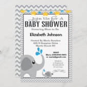 Neutrale Mama & Baby Elephant Babydusche Einladung (Vorne/Hinten)