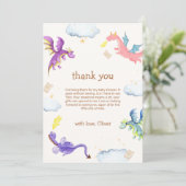 Neutrale Märchenschwärme Magic Dragon Baby Shower Dankeskarte (Stehend Vorderseite)