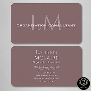 Neutrale Mauve Taupe Monogramm Visitenkarte