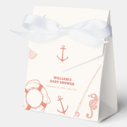 Neutrale Minimal Nautical Fishing Boy Baby Shower Geschenkschachtel (Vorderseite)