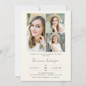 Neutrale Minimalistisch Arch Foto Graduation Party Einladung (Rückseite)