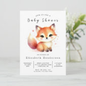 Neutrale Minimalistisch Fox Babydusche Einladung (Stehend Vorderseite)