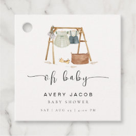 Neutrale Minimalistische Babyduschkleidung Geschenkanhänger