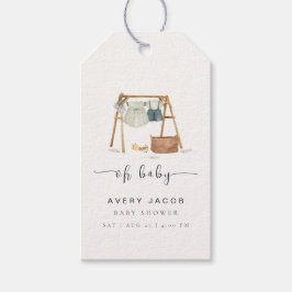 Neutrale Minimalistische Babyduschkleidung Geschenkanhänger