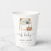 Neutrale Minimalistische Babyduschkleidung Pappbecher (Rückseite)