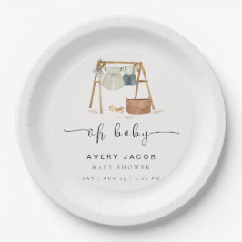 Neutrale Minimalistische Babyduschkleidung Pappteller