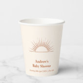 Neutrale Minimalistische Boho Sunshine Baby Dusche Pappbecher (Rückseite)