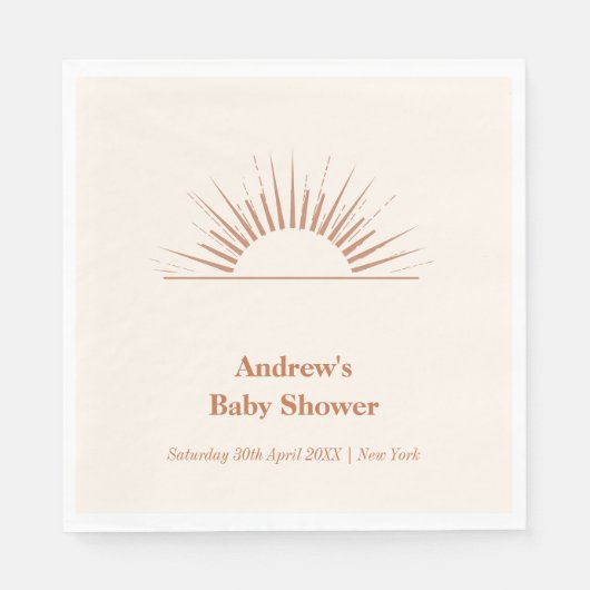 Neutrale Minimalistische Boho Sunshine Baby Dusche Serviette (Vorderseite)