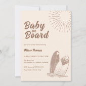 Neutrale Minimalistische Boho Surfboard Babydusche Einladung (Vorderseite)