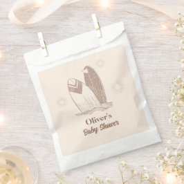Neutrale Minimalistische Boho Surfboard Babydusche Geschenktütchen