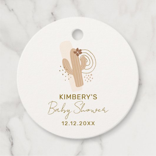 Neutrale Minimalistische Boho Wüstendusche Geschenkanhänger (Vorderseite)