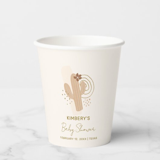 Neutrale Minimalistische Boho Wüstendusche Pappbecher (Vorderseite)