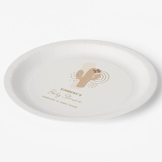 Neutrale Minimalistische Boho Wüstendusche Pappteller (Schrägansicht)