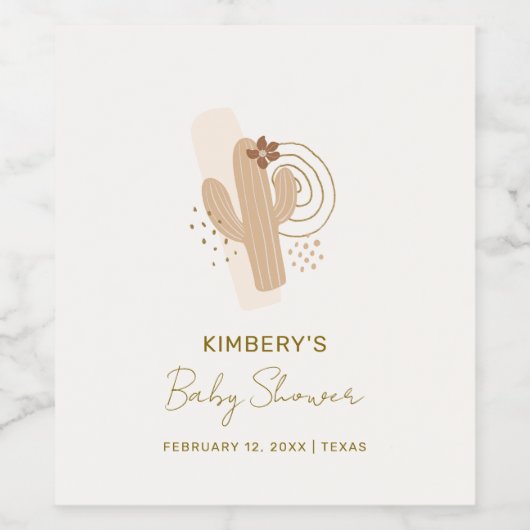 Neutrale Minimalistische Boho Wüstendusche Weinetikett (Einzelnes Label)