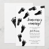 Neutrale Minimalistische Footprints von Babydusche Einladung (Vorne/Hinten)