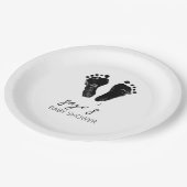 Neutrale Minimalistische Footprints von Babydusche Pappteller (Schrägansicht)