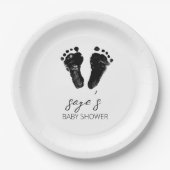 Neutrale Minimalistische Footprints von Babydusche Pappteller (Vorderseite)