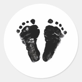 Neutrale Minimalistische Footprints von Babydusche Runder Aufkleber