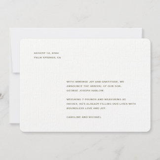 Neutrale Minimalistische Geburt Ankündigung