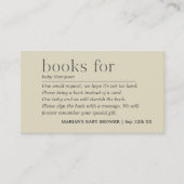 Neutrale Minimalistische grüne Bücher für Kinder Begleitkarte (Vorderseite)