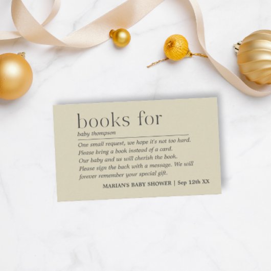 Neutrale Minimalistische grüne Bücher für Kinder Begleitkarte