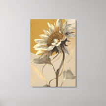 Neutrale Minimalistische Linienkunst Sonnenblume