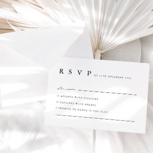 Neutrale Minimalistische Schwarz-weiße Hochzeitkar RSVP Karte
