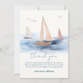 Neutrale Minimalistische Segelboot Babydusche Dankeskarte (Vorderseite)