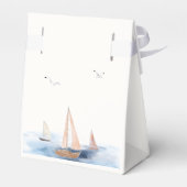 Neutrale Minimalistische Segelboot Babydusche Geschenkschachtel (Rückseite)