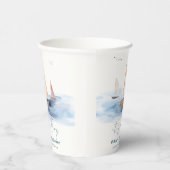 Neutrale Minimalistische Segelboot Babydusche Pappbecher (Rechts)