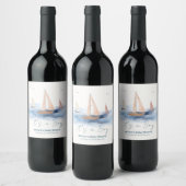Neutrale Minimalistische Segelboot Babydusche Weinetikett (Flaschen)