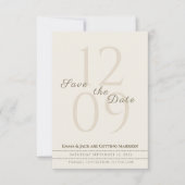 Neutrale Minimalistische Skriptnamen und große Dat Save The Date (Vorderseite)