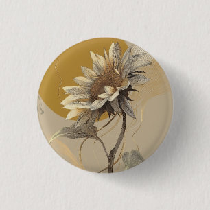 Neutrale minimalistische Sonnenblumenumrandung Button
