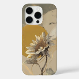 Neutrale minimalistische Sonnenblumenumrandung iPhone 16 Pro Hülle